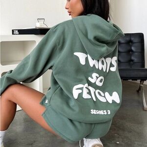 Green Hoodie with White Print